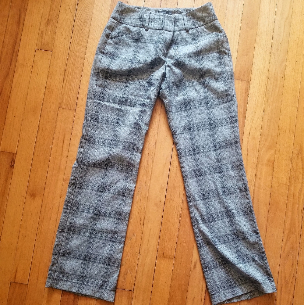 Gray plaid dress pants